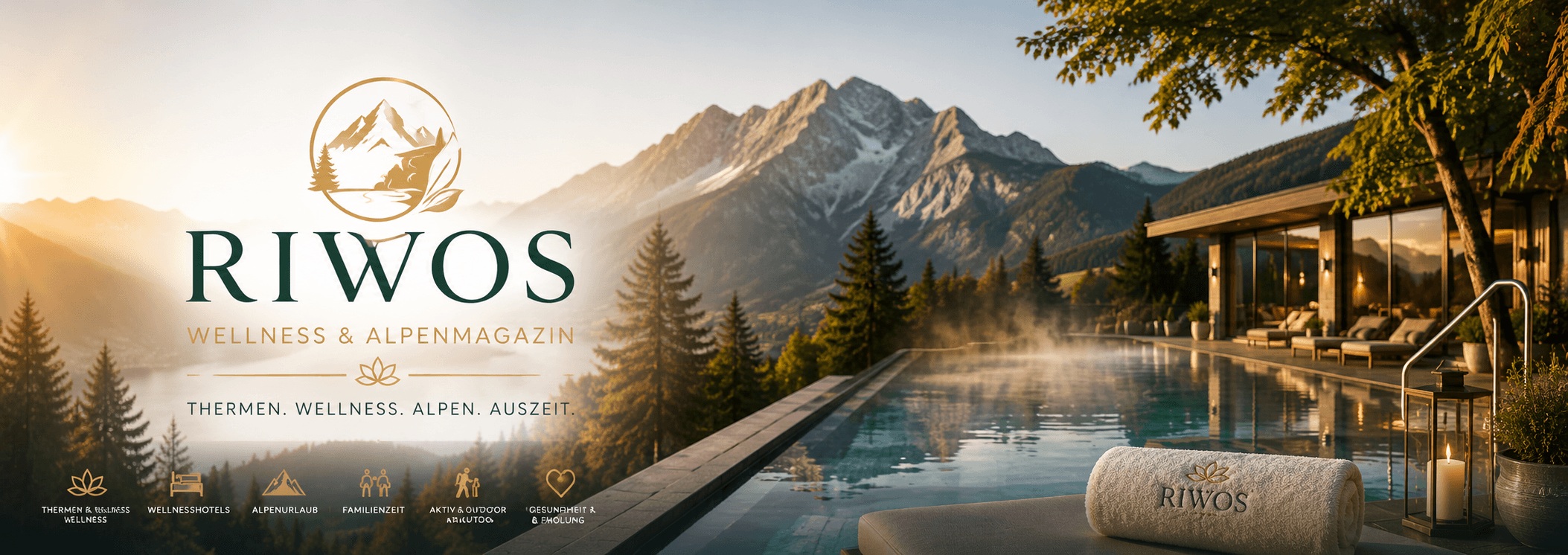 Luxuriöses Wellnessresort in den Alpen mit Infinity Pool und Bergpanorama für RIWOS.eu